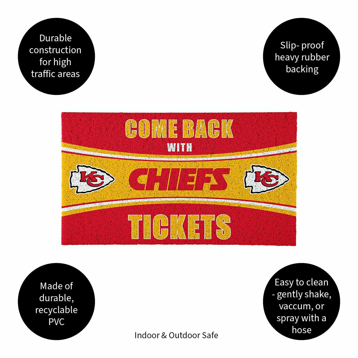 28" x 16" PVC Trapper Mat, Come Back with Tickets, Kansas City Chiefs - NFL