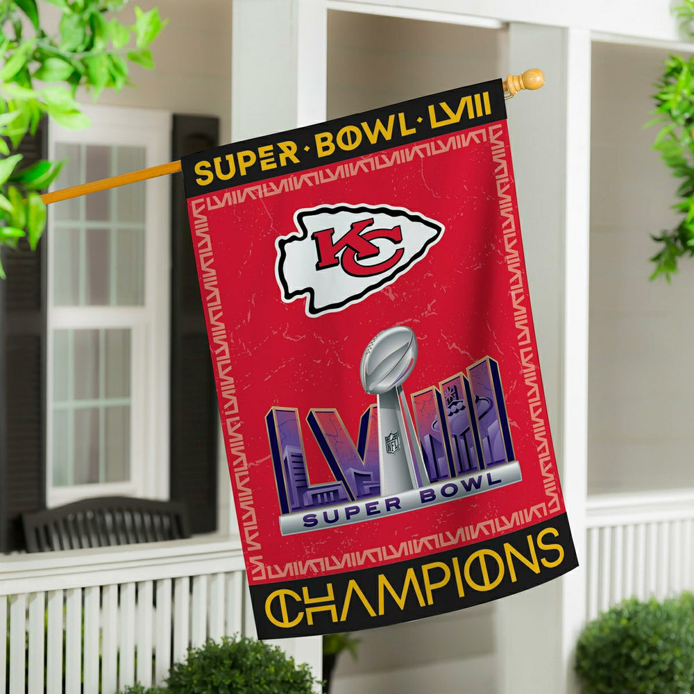 Kansas City Chiefs SB58 Champions Embossed Suede House Flag - NFL Home