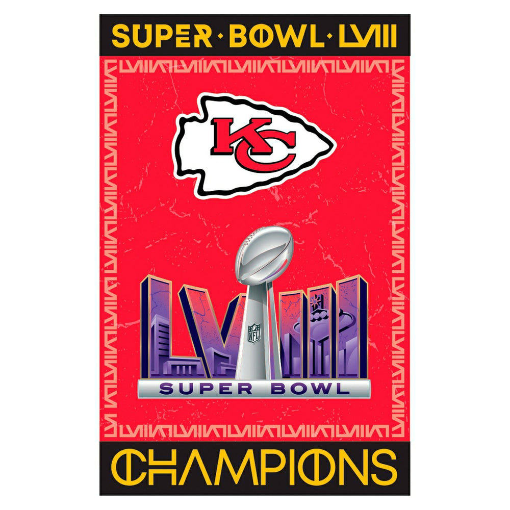 Kansas City Chiefs SB58 Champions Embossed Suede House Flag - NFL Home