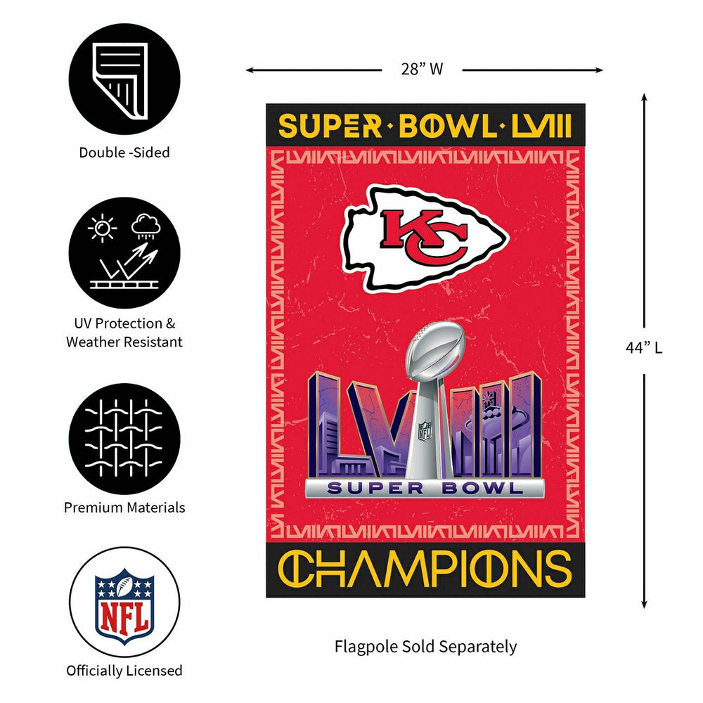 Kansas City Chiefs SB58 Champions Embossed Suede House Flag - NFL Home