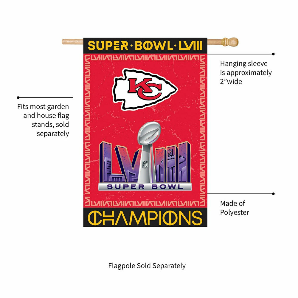 Kansas City Chiefs SB58 Champions Embossed Suede House Flag - NFL Home