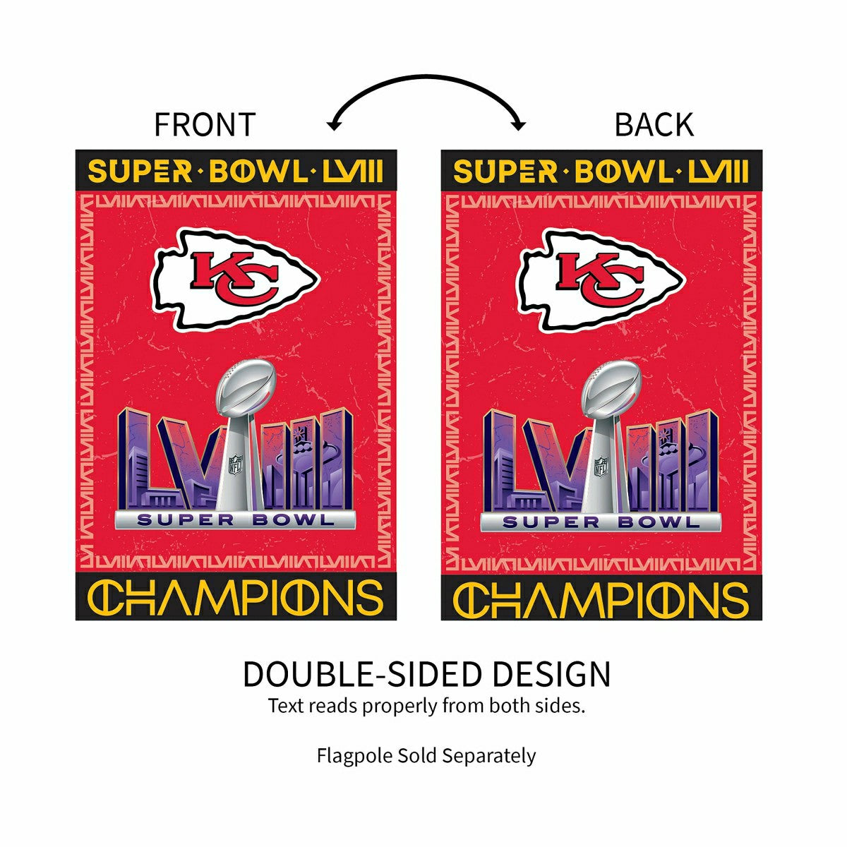 Kansas City Chiefs SB58 Champions Embossed Suede House Flag - NFL Home