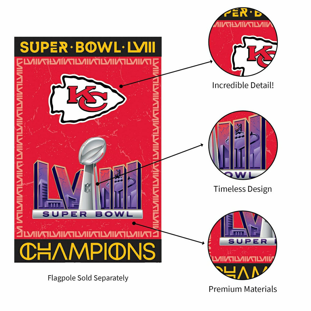Kansas City Chiefs SB58 Champions Embossed Suede House Flag - NFL Home