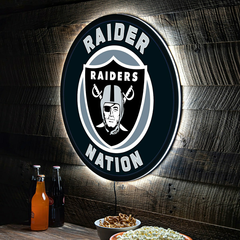 LED Wall Decor, Round, Las Vegas Raiders - NFL Home