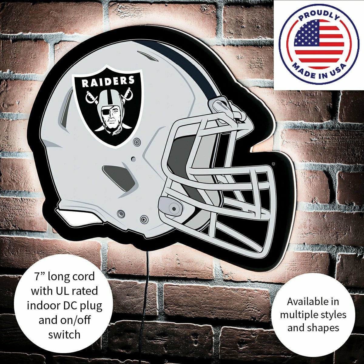 LED Wall Decor, Helmet, Las Vegas Raiders - NFL Home