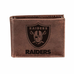 Las Vegas Raiders, Bi-Fold Wallet, Brown, CH, 100% Genuine Leather - NFL Home