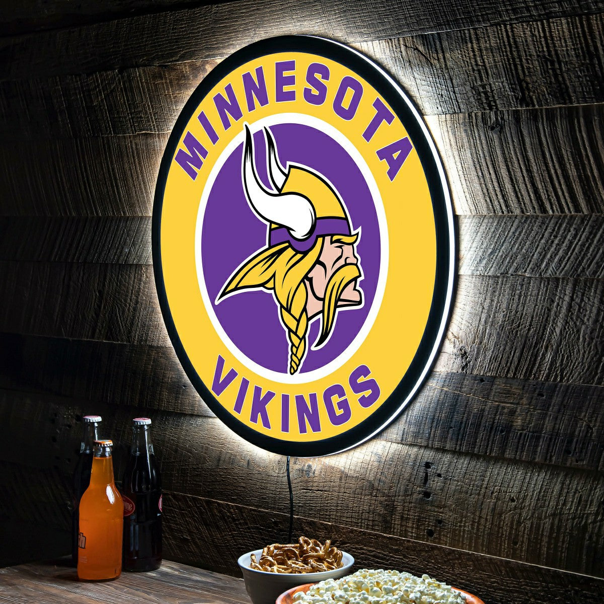 LED Wall Decor, Round, Minnesota Vikings - NFL Home