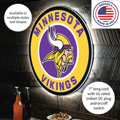 LED Wall Decor, Round, Minnesota Vikings - NFL Home