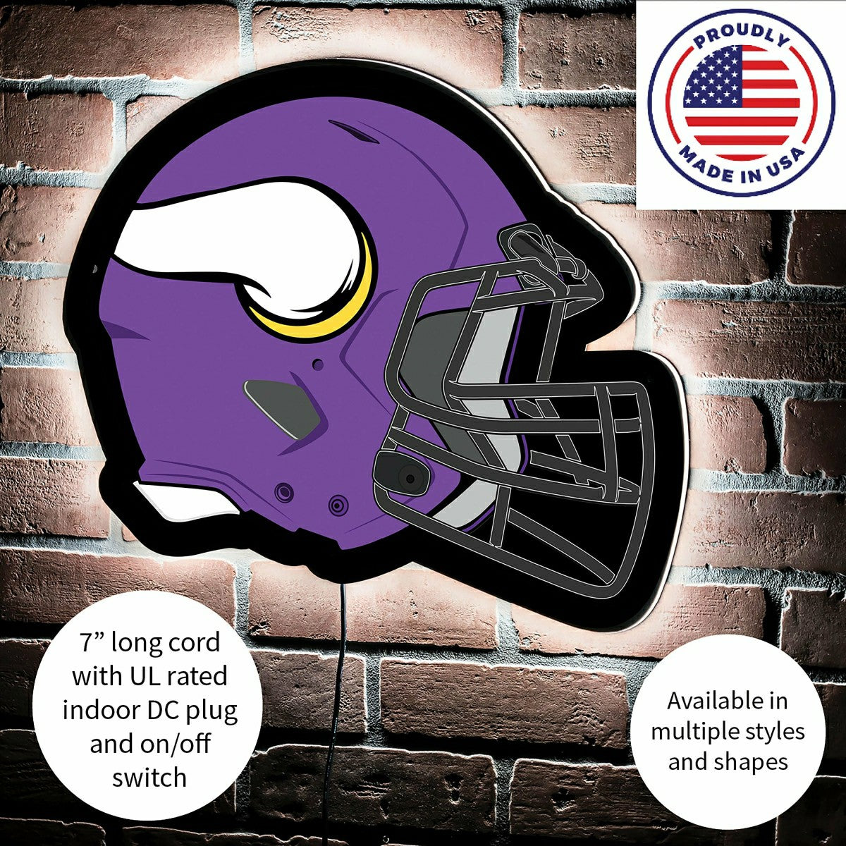 LED Wall Decor, Helmet, Minnesota Vikings - NFL Home