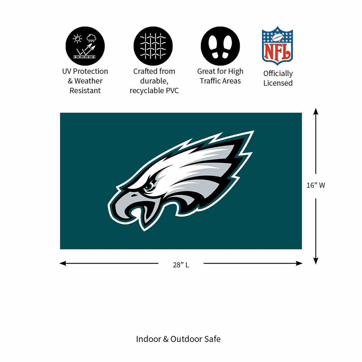 Full Color PVC Mat, 16" x 28", Philadelphia Eagles - NFL