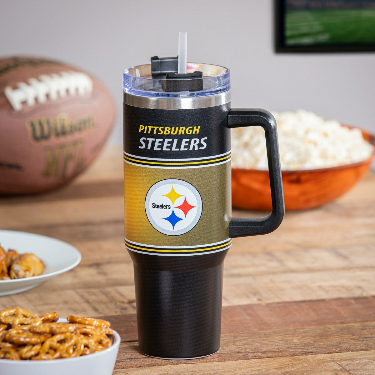 40oz Stainless Steel Canyon Cup w/ Straw, Pittsburgh Steelers - NFL Home
