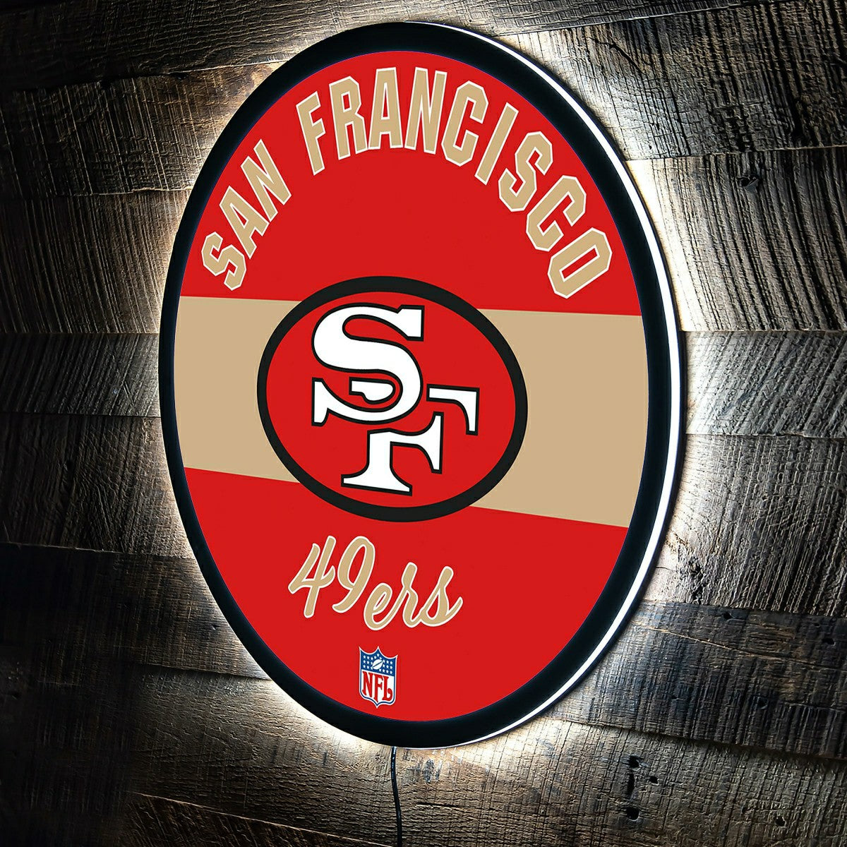 San Francisco 49ers NFL Football Large Round Vintage Edgelite LED Deco - NFL Home
