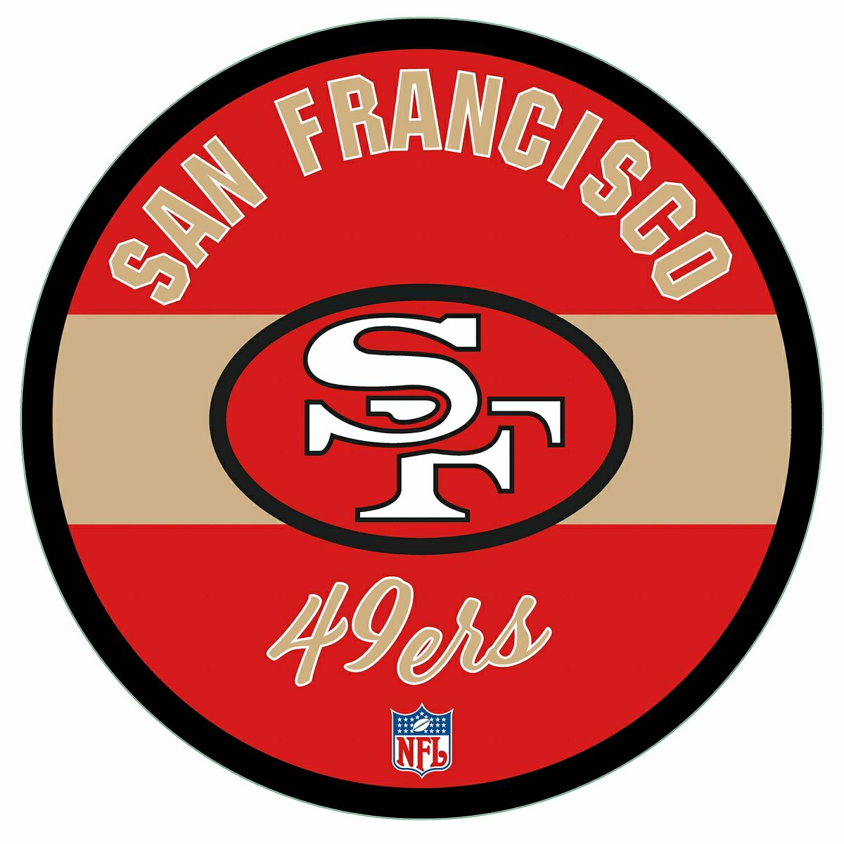 San Francisco 49ers NFL Football Large Round Vintage Edgelite LED Deco - NFL Home