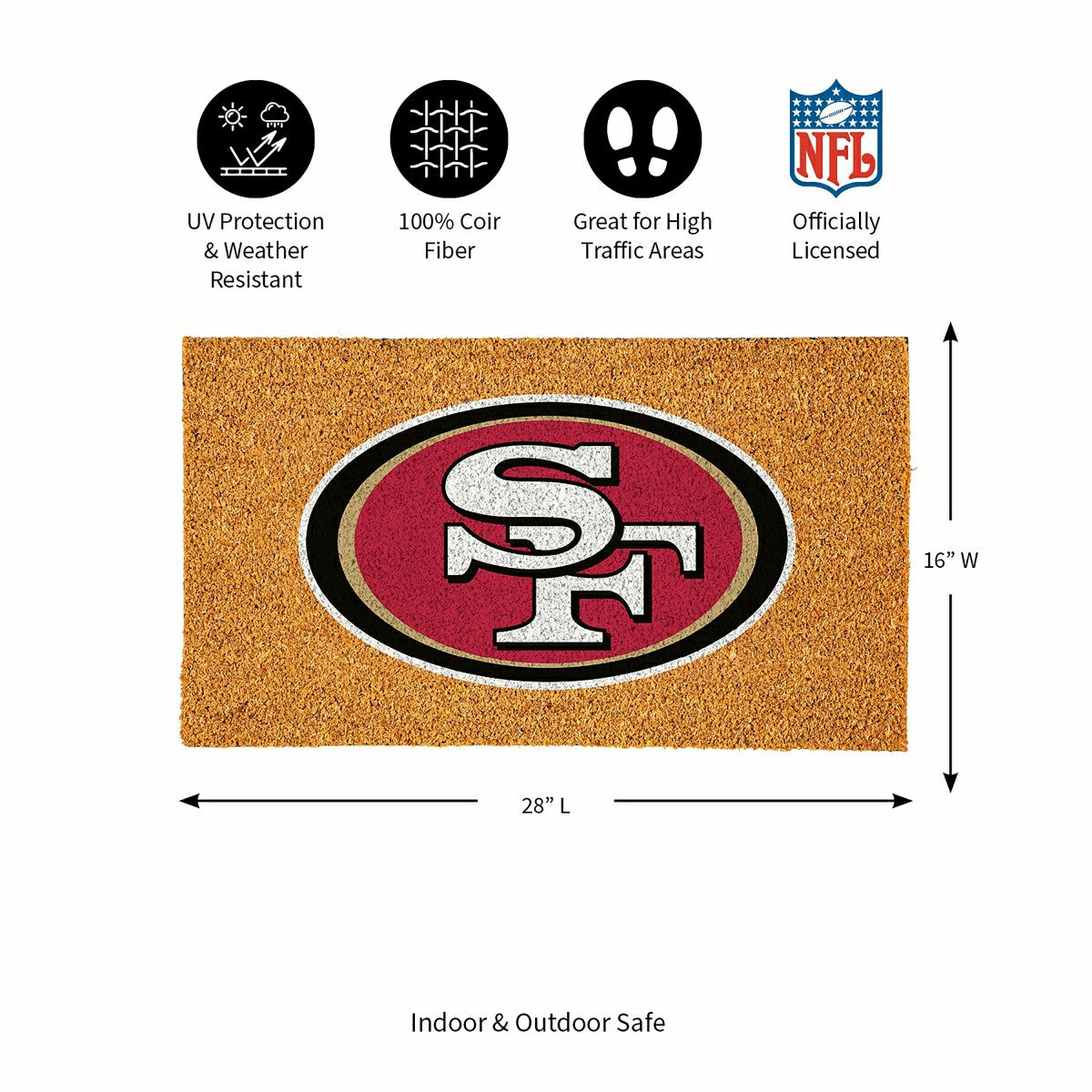 Coir Mat, 16"x28", San Francisco 49ers - NFL