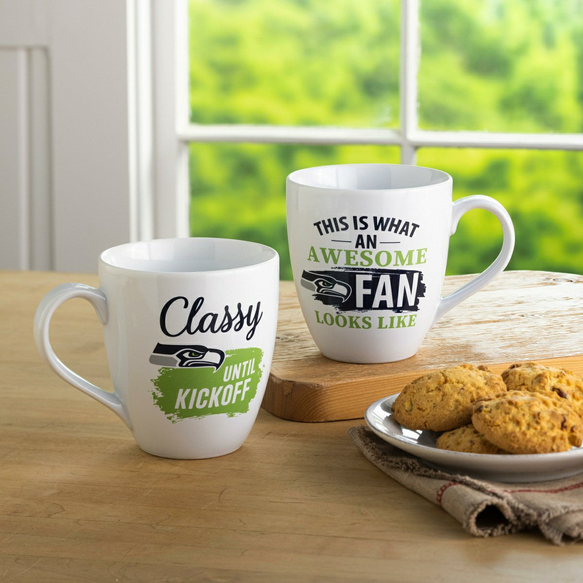 Seattle Seahawks, Ceramic Cup O'Java 17oz Gift Set - NFL Home