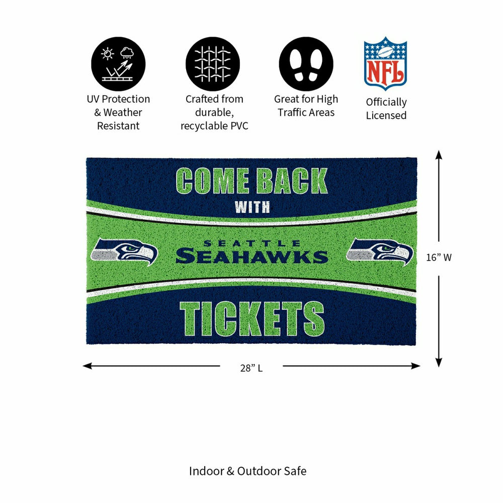 28" x 16" PVC Trapper Mat, Come Back with Tickets, Seattle Seahawks - NFL