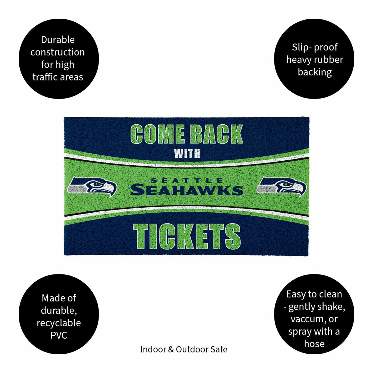 28" x 16" PVC Trapper Mat, Come Back with Tickets, Seattle Seahawks - NFL