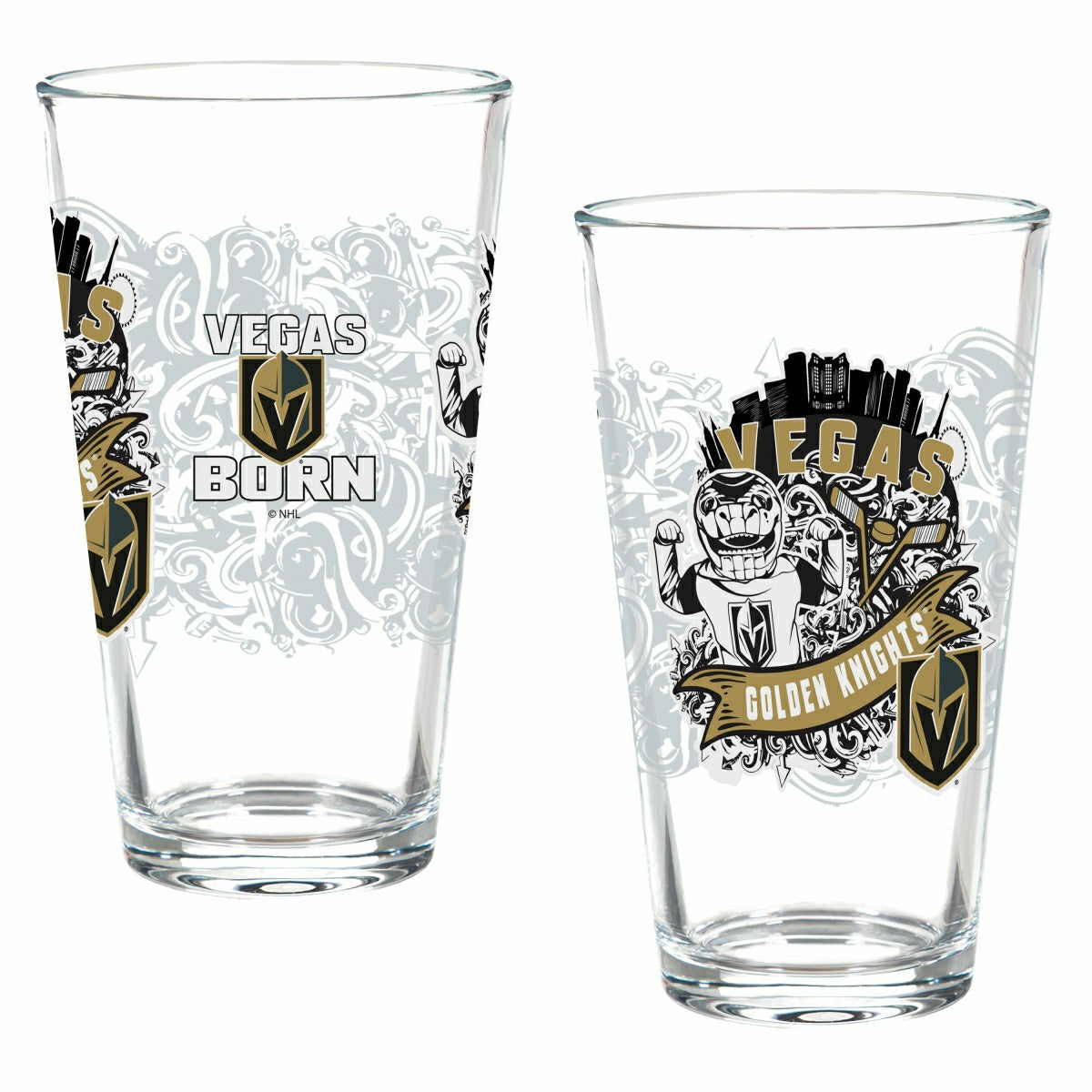 Vegas Golden Knights 16oz Glass pint, Set of 2 - Home