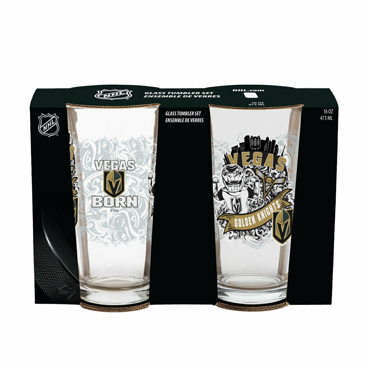 Vegas Golden Knights 16oz Glass pint, Set of 2 - Home