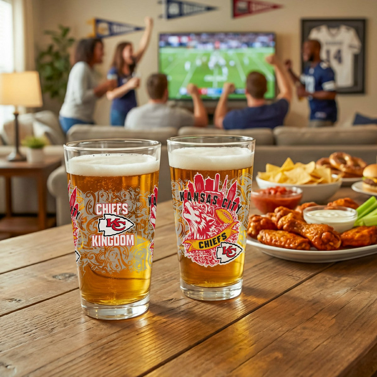 Kansas City Chiefs 16oz Glass pint, Set of 2 - Home