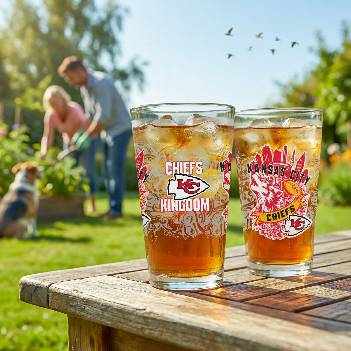 Kansas City Chiefs 16oz Glass pint, Set of 2 - Home