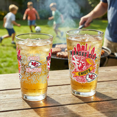 Kansas City Chiefs 16oz Glass pint, Set of 2 - Home
