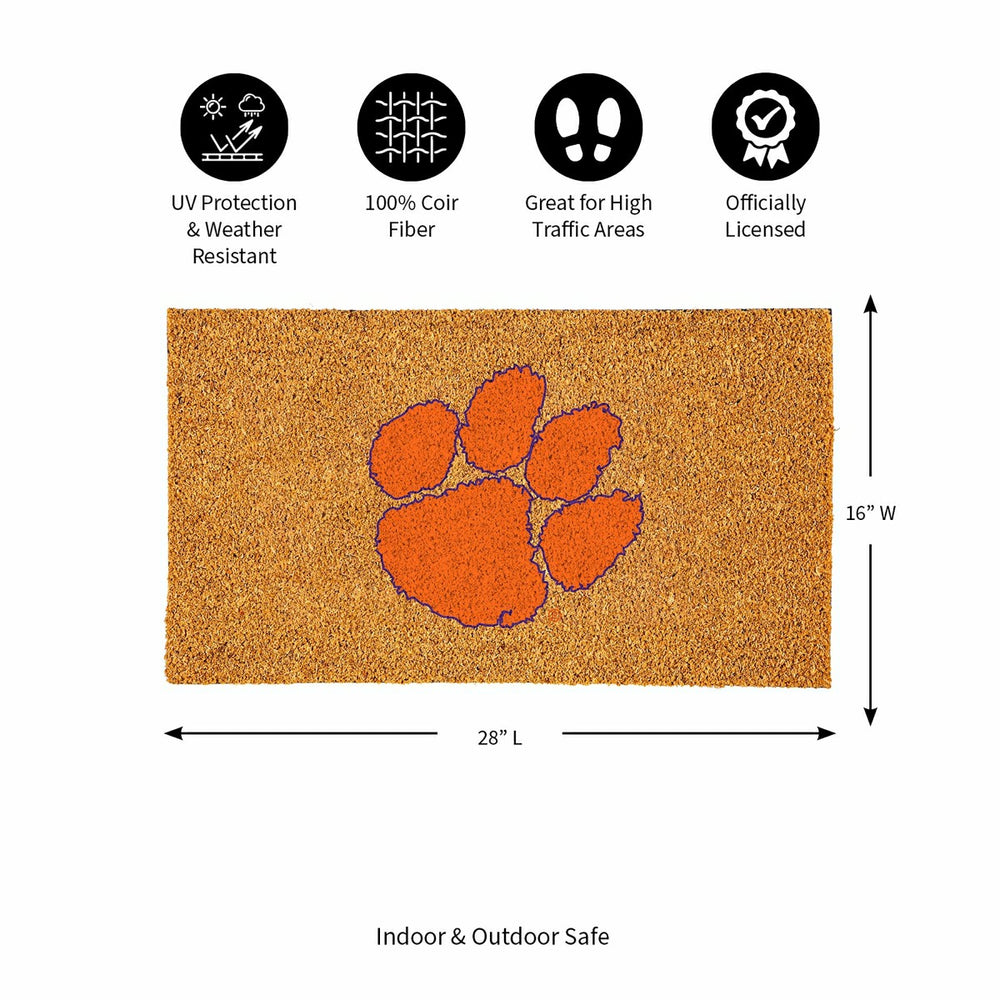 Coir Mat, 16"x28", Clemson University - Collegiate