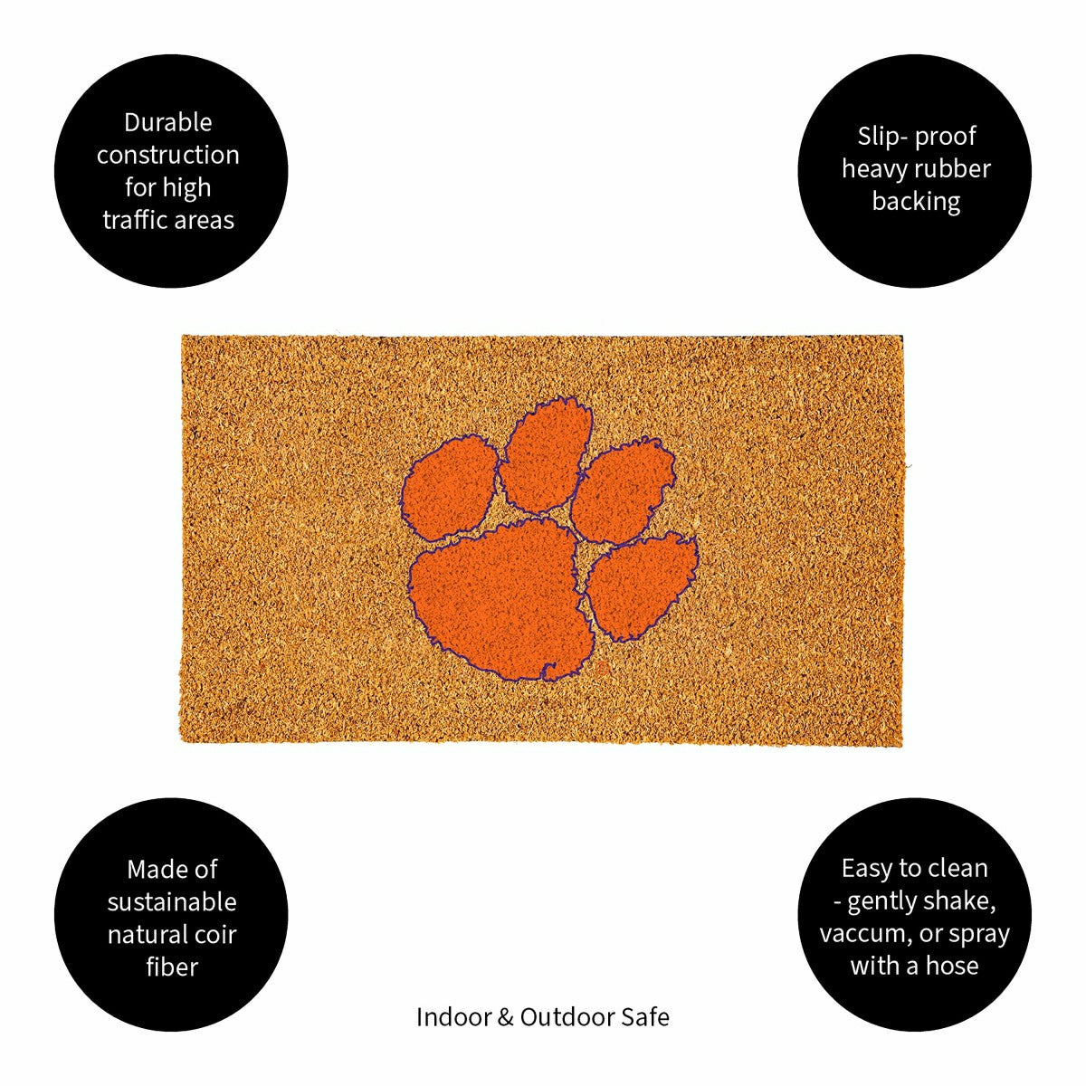 Coir Mat, 16"x28", Clemson University - Collegiate