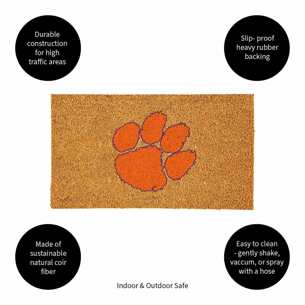 Coir Mat, 16"x28", Clemson University - Collegiate