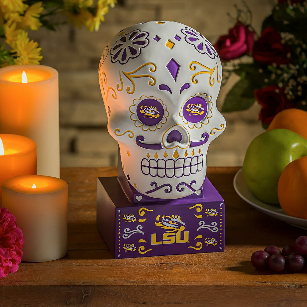 LSU, Sugar Skull Statue - Collegiate Home
