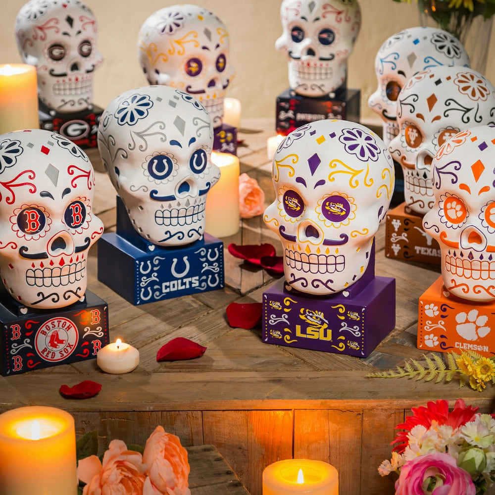LSU, Sugar Skull Statue - Collegiate Home