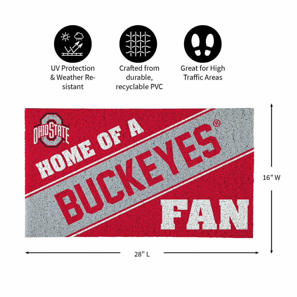 Ohio State University, PVC Mat COLOR, Home of a Fan - Collegiate