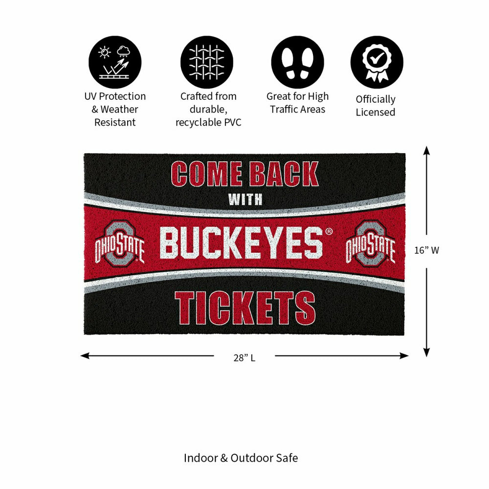 28" x 16" PVC Trapper Mat, Come Back with Tickets, Ohio State Universi - Collegiate