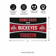 28" x 16" PVC Trapper Mat, Come Back with Tickets, Ohio State Universi - Collegiate