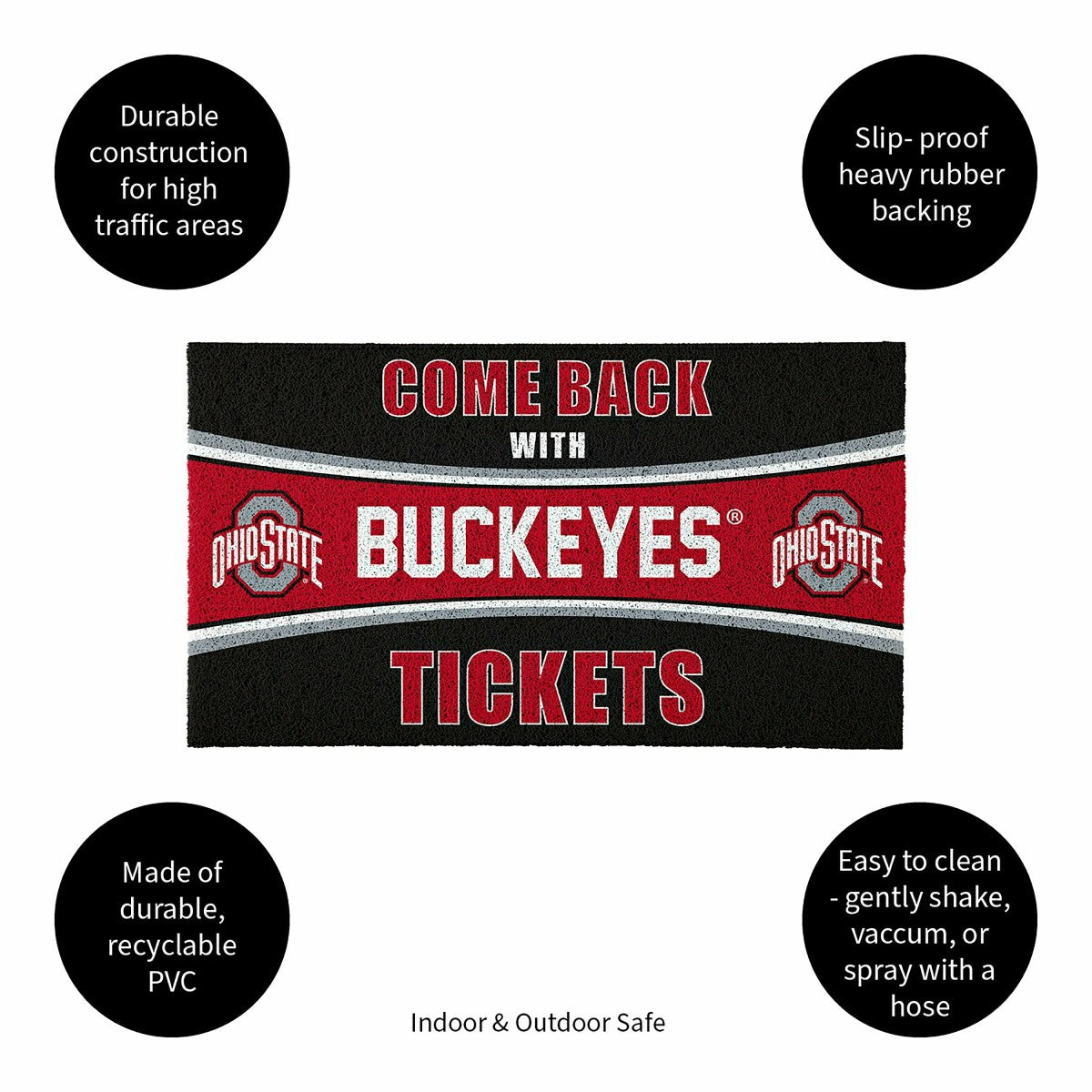 28" x 16" PVC Trapper Mat, Come Back with Tickets, Ohio State Universi - Collegiate