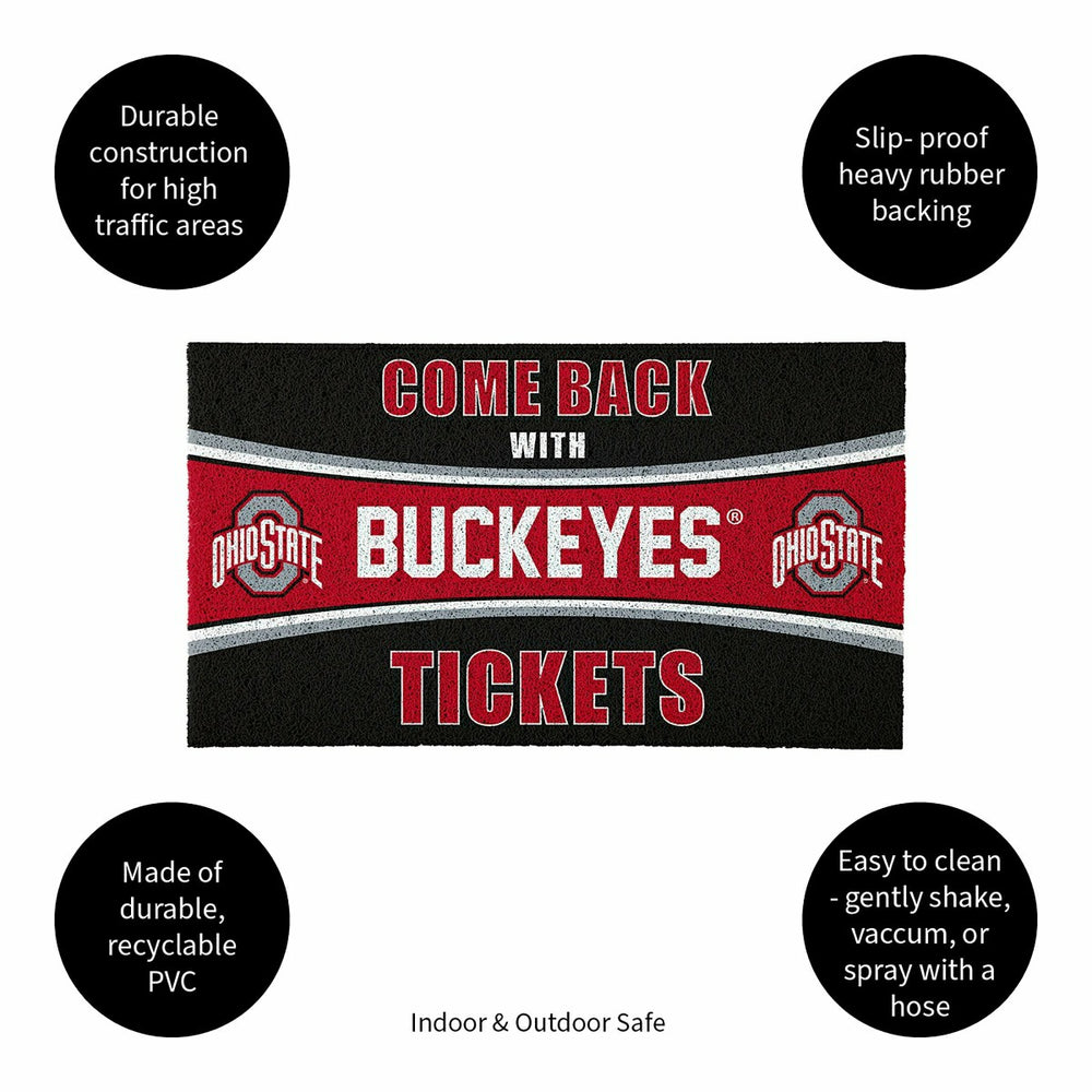 28" x 16" PVC Trapper Mat, Come Back with Tickets, Ohio State Universi - Collegiate