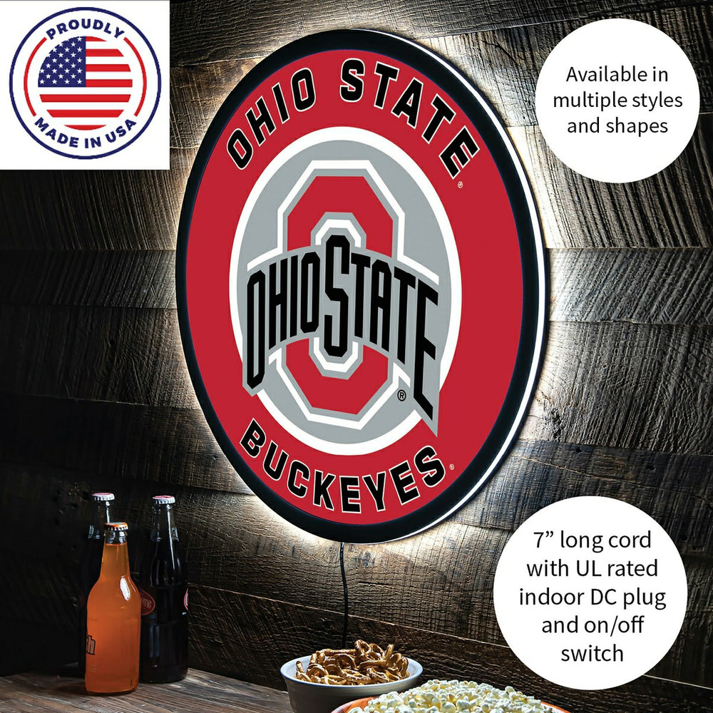 LED Wall Decor, Round, Ohio State University - Collegiate Home