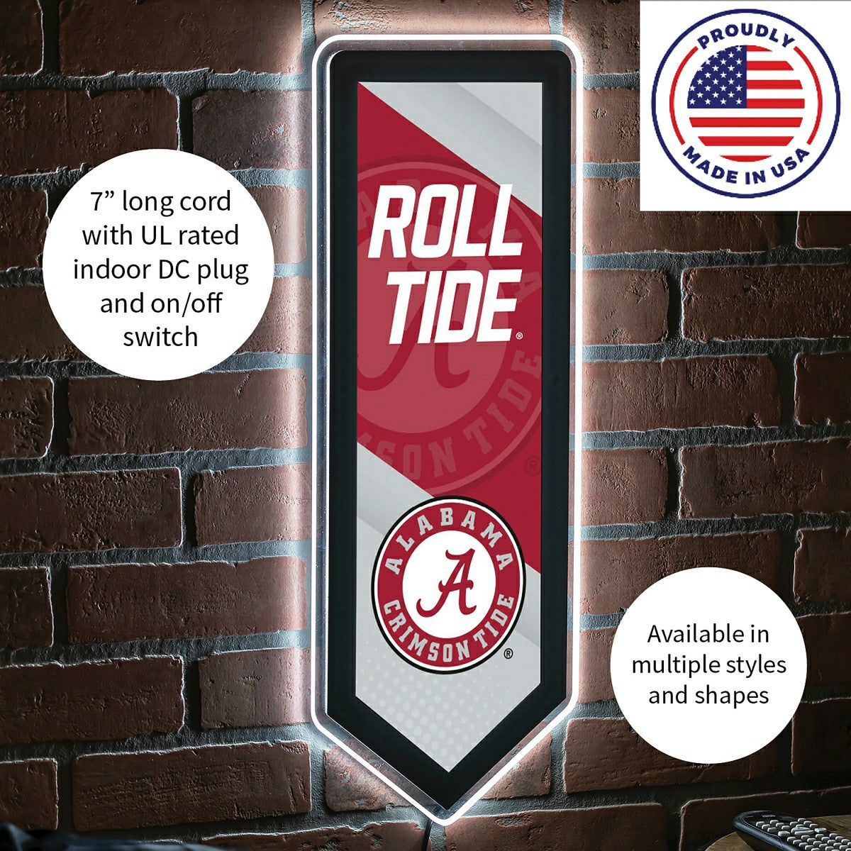 LED Wall Decor, Pennant, University of Alabama - Collegiate Home