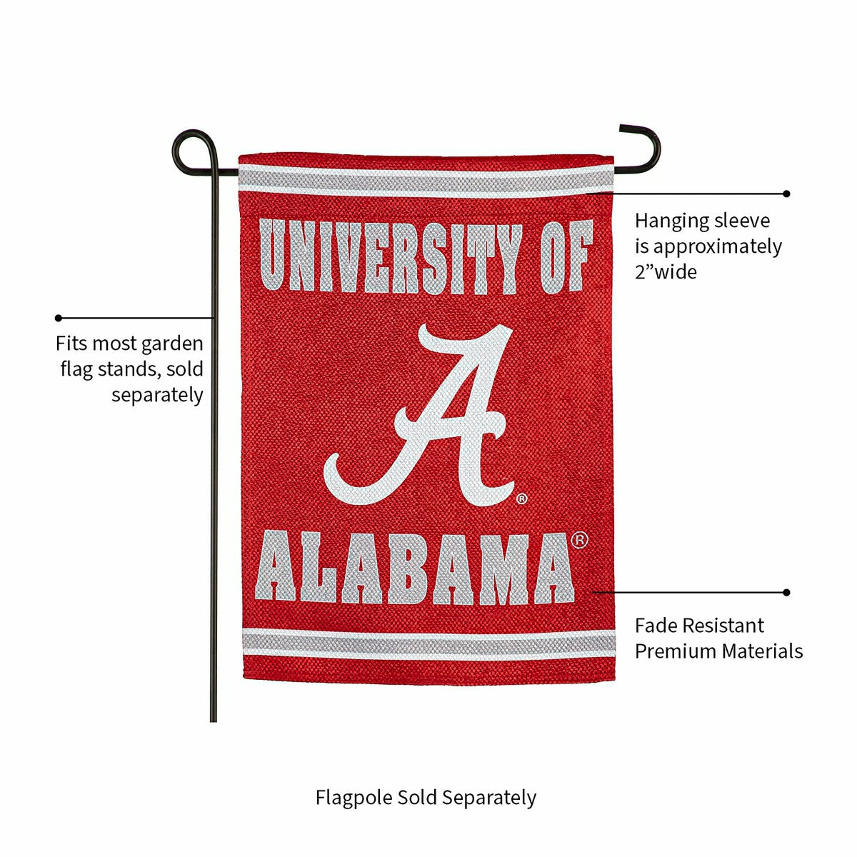 Embossed Suede Flag, GDN Size, University of Alabama - Collegiate Home
