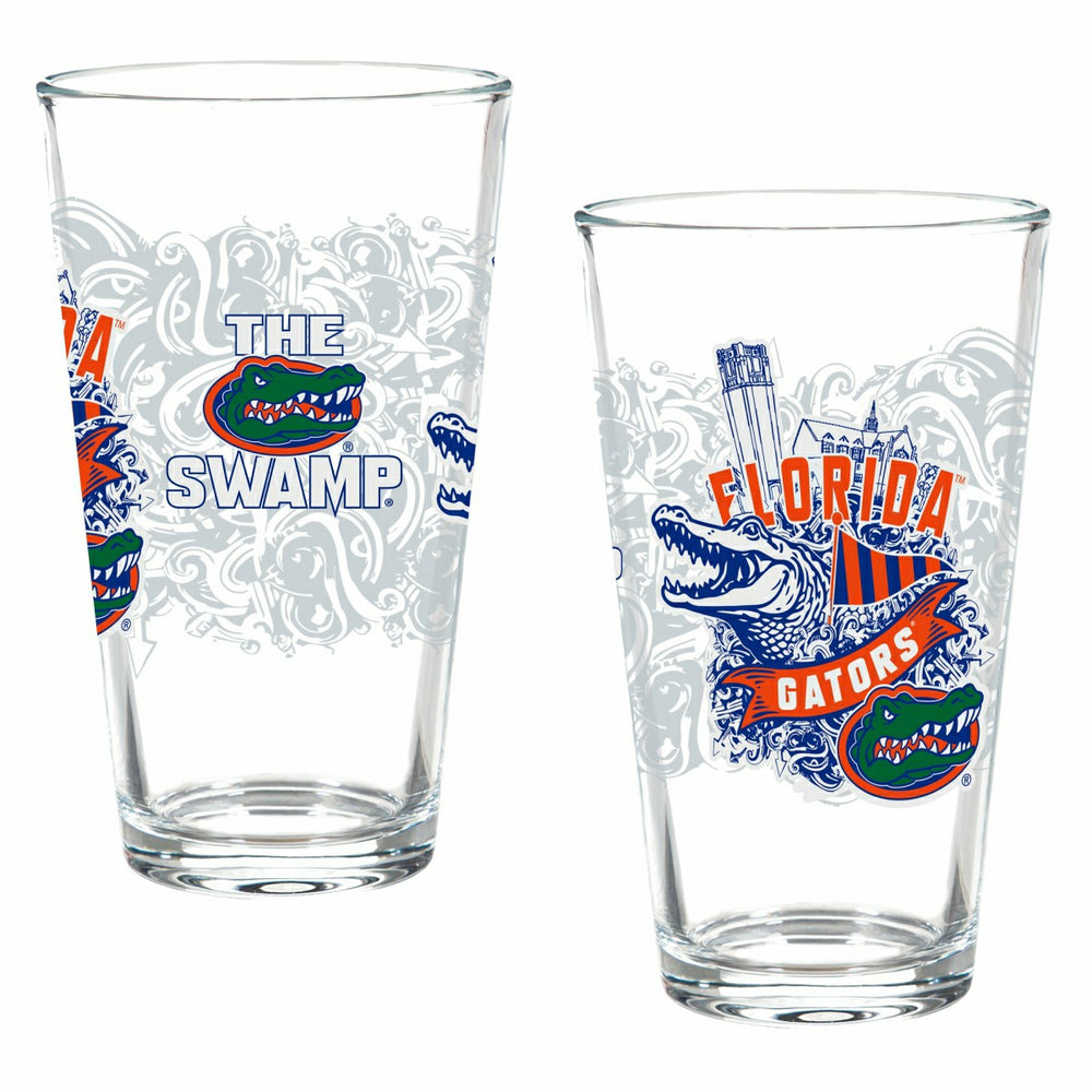 University of Florida 16oz Glass pint, Set of 2 - Collegiate Home