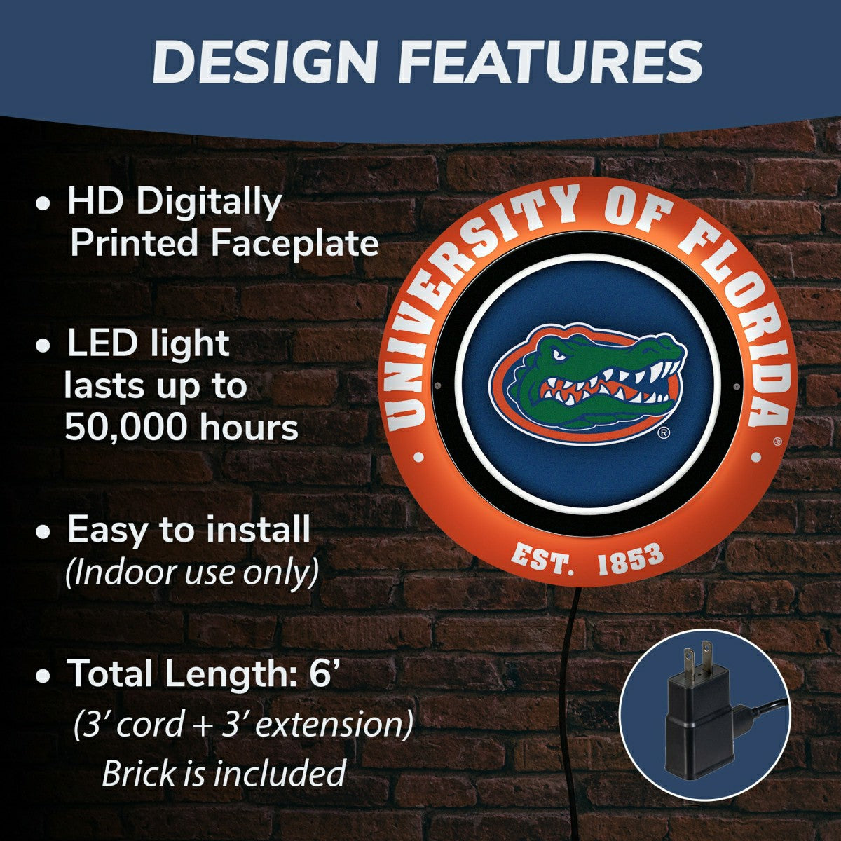 University of Florida, Metal Lite, Round - Collegiate