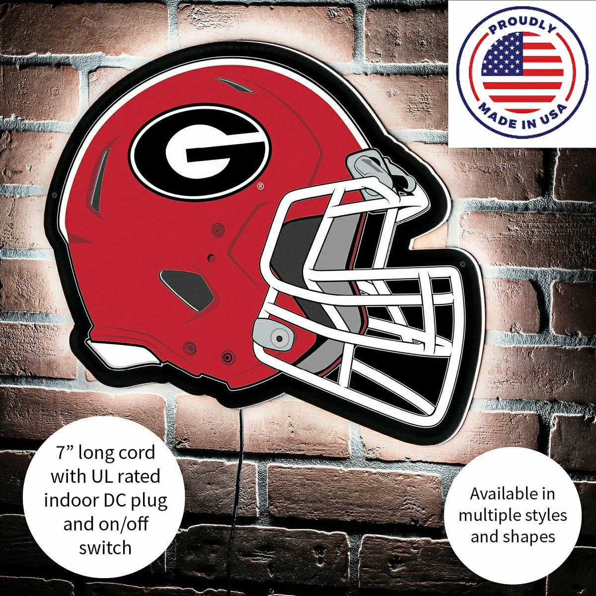 LED Wall Decor, Helmet, University of Georgia - Collegiate Home