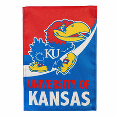 University of Kansas Burlap Flag GDN Size - Collegiate Home