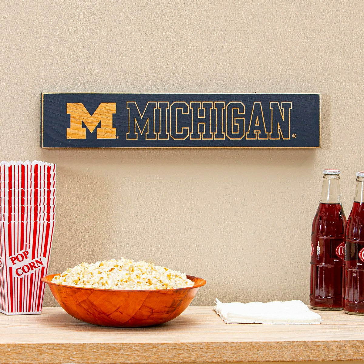 University Of Michigan Engraved Wood Sign, 3.5" x 18" - Collegiate Home