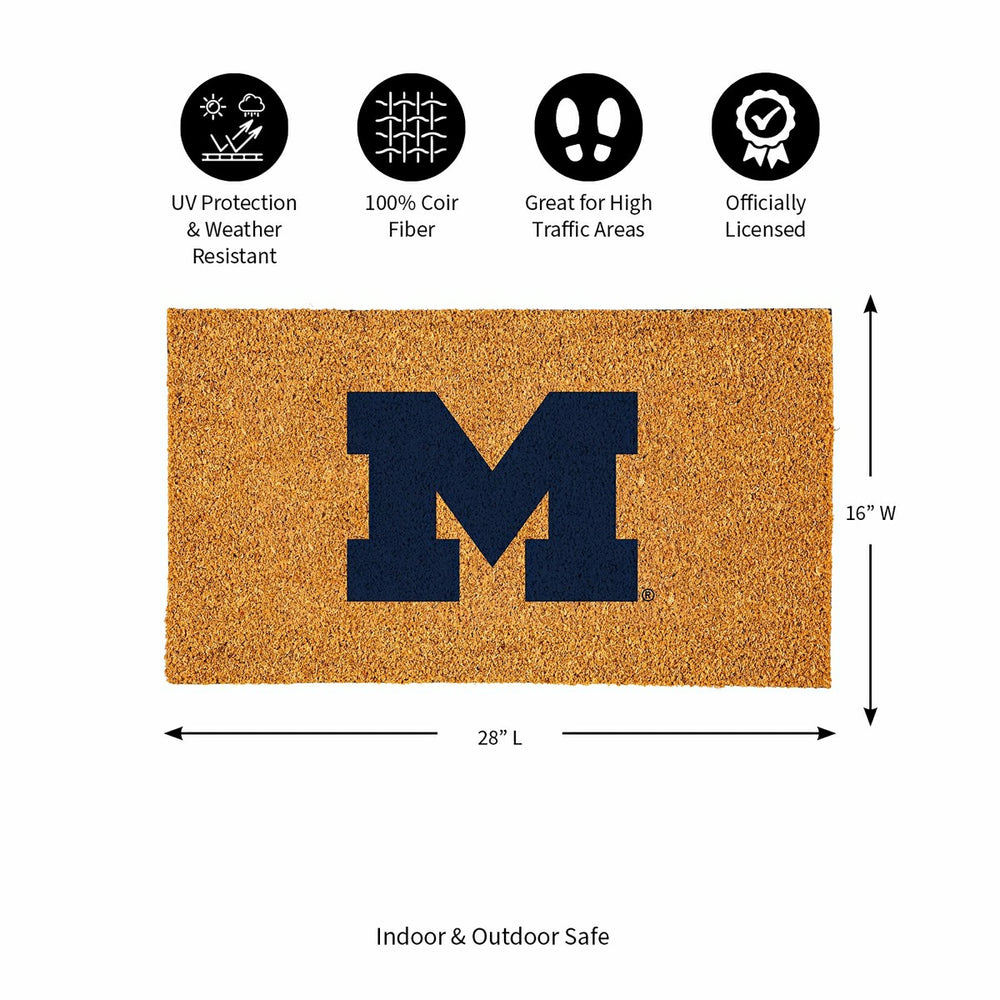 Coir Mat, 16"x28", University Of Michigan - Collegiate