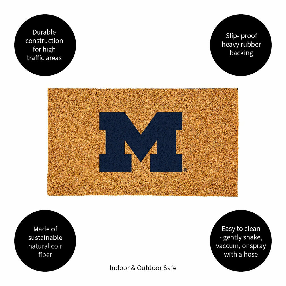 Coir Mat, 16"x28", University Of Michigan - Collegiate