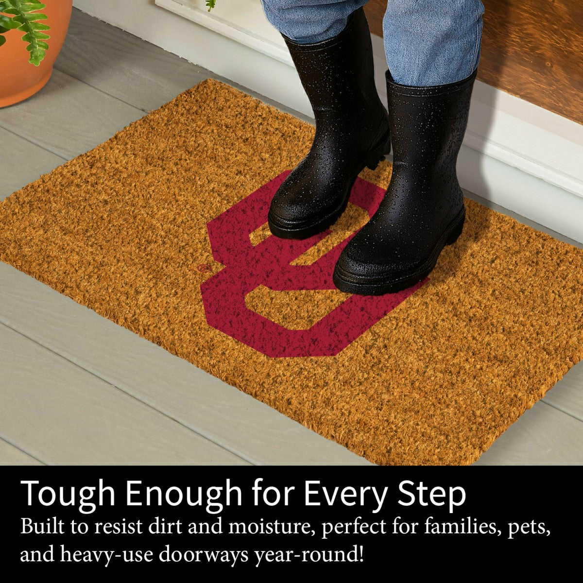 Coir Mat, 16"x28", University of Oklahoma - Collegiate