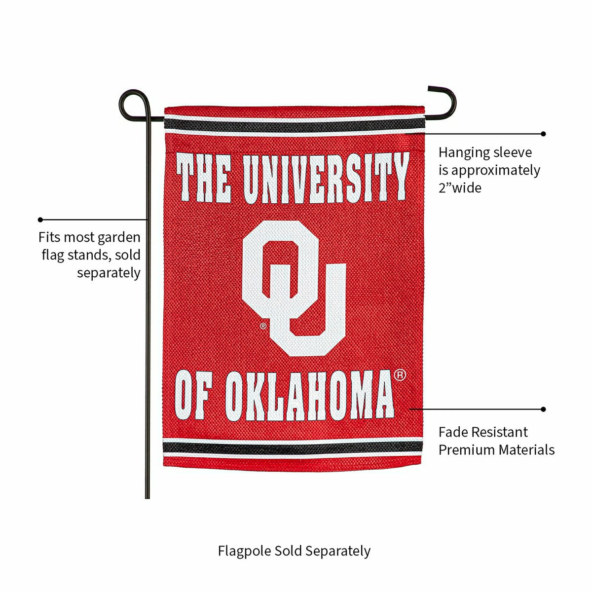 University of Oklahoma Embossed Suede Garden Flag - Collegiate Home