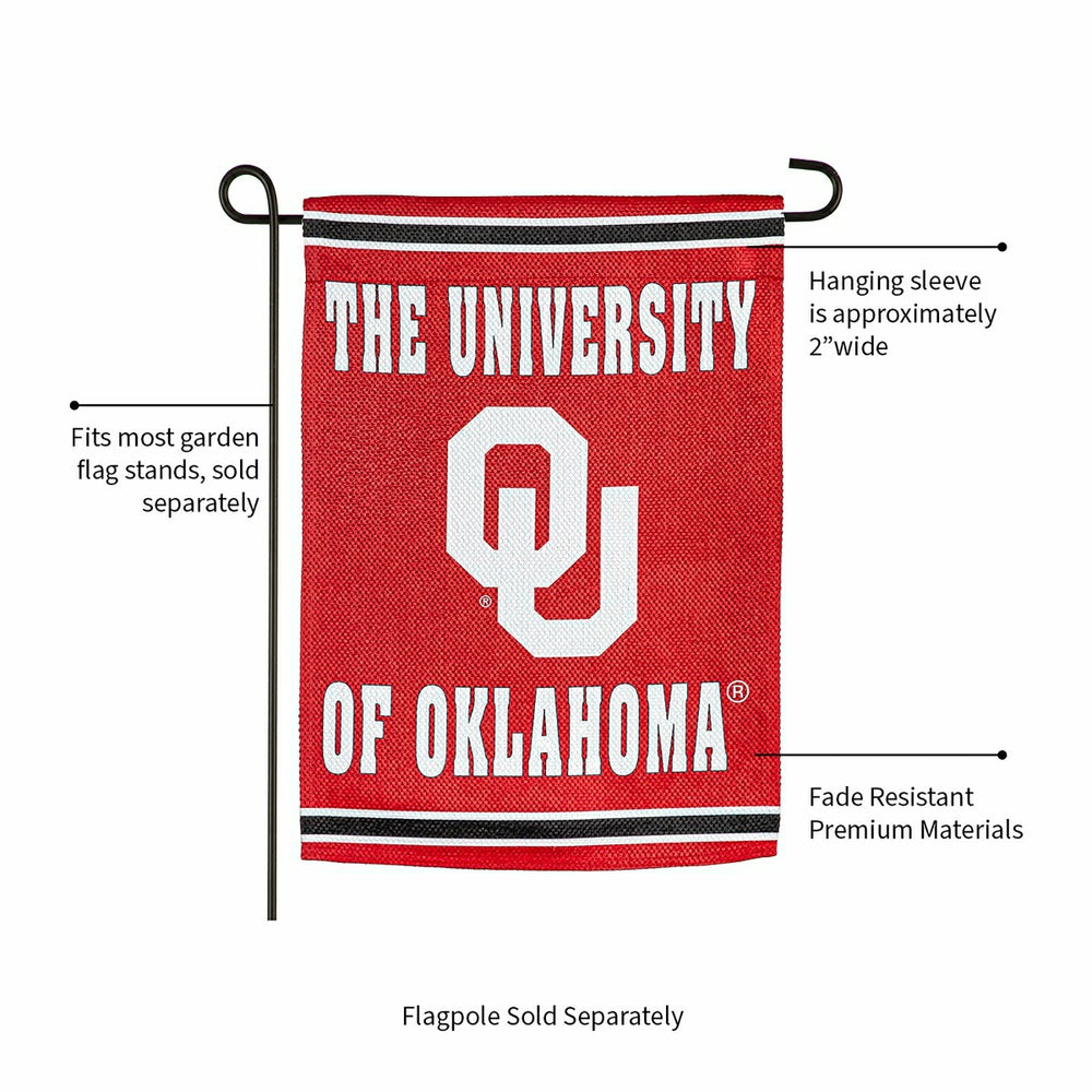 University of Oklahoma Embossed Suede Garden Flag - Collegiate Home