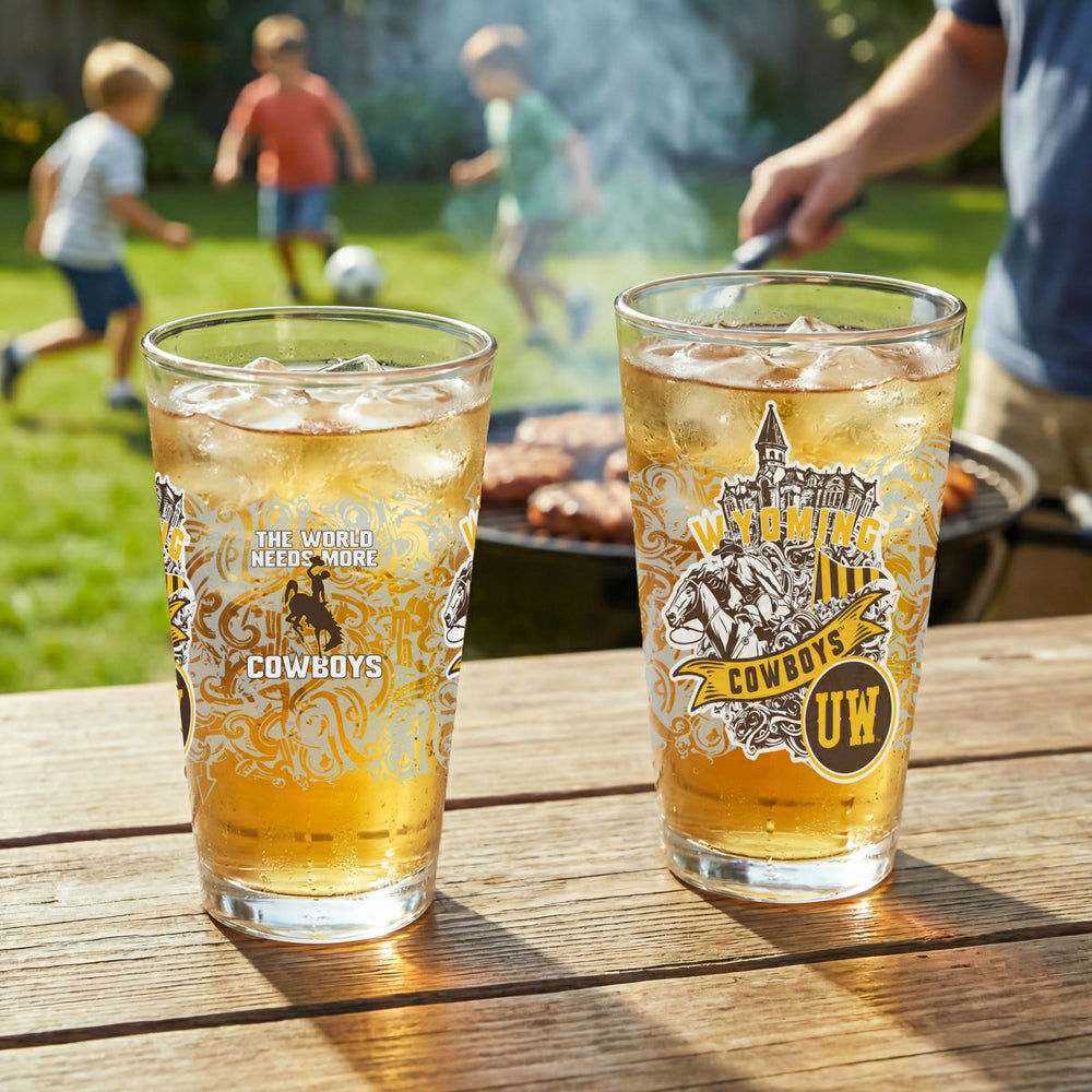 University of Wyoming 16oz Glass pint, Set of 2 - Home